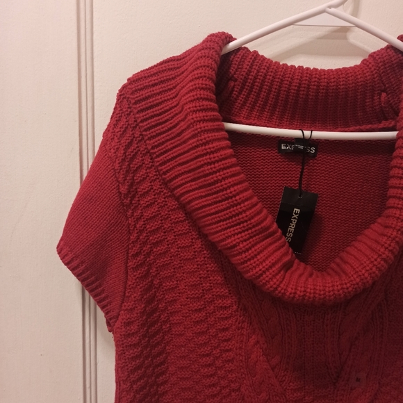 Express Sweater Dress Short Sleeve Cowl Neck Cable Knit Size medium - Picture 3 of 16